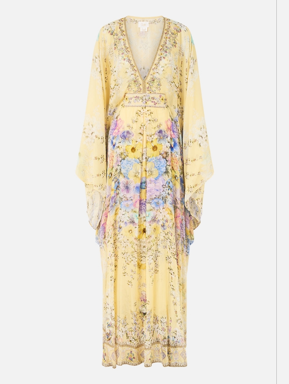Camilla long kaftan Dress with waist detail In Darling buds - Picture 5 of 16